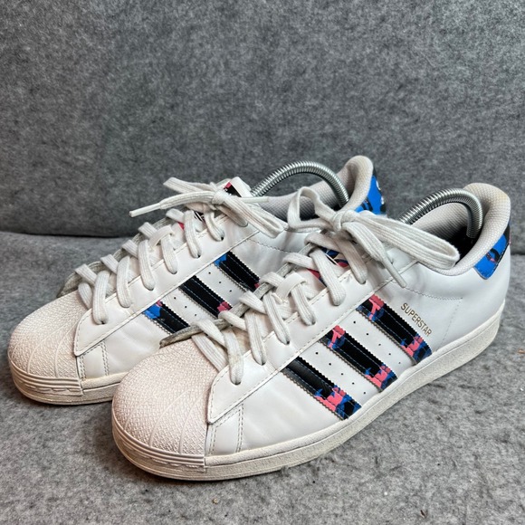adidas Other - Adidas Superstar White Blue Pink Camo Graphic Low Top Sneakers Mens 9.5